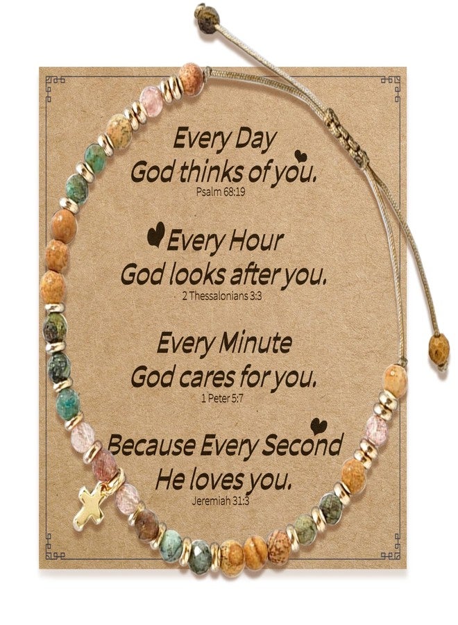 Pavolini Christian Gifts for Women, Cross Bracelet, Christian Gifts, Inspirational Gifts for Women, Natural Stone Bracelets, Religious Gifts for Woman - Image 1